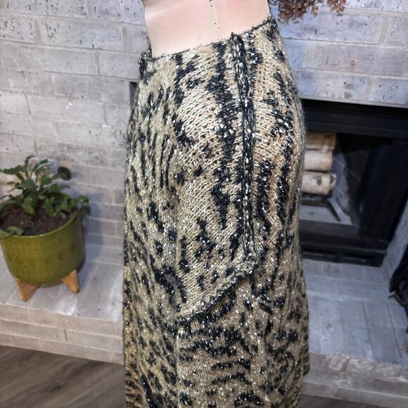 Democracy Open Front Animal Print Cardigan Size Large Bell Sleeves Pockets - Picture 5 of 10